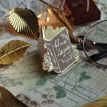 Load image into Gallery viewer, Flower Language Book - Gold Plated Enamel Pin