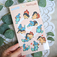 Load image into Gallery viewer, Cyndaquill &amp; Mudkip - Pokemon Clear Stickersheet
