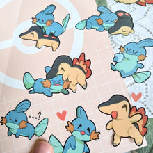 Load image into Gallery viewer, Cyndaquill &amp; Mudkip - Pokemon Clear Stickersheet
