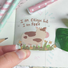 Load image into Gallery viewer, Cringe but Free Cow - Clear Sticker
