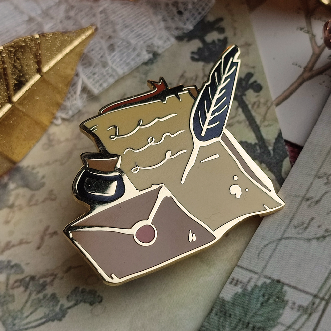 Letter and Ink - Gold Plated Enamel Pin
